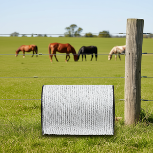 Fil de clôture électrique Polywire 656 pieds 200 m blanc pour équipement d'élevage de chevaux, bovins et animaux d'élevage - Product Image 2