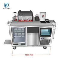 Gerobak Kopi Mobile Langsung dari Pabrik, Stasiun Bar Mobile, Gerobak Koktail Stainless Steel, Troli Minuman Berdiri Sendiri dengan Roda