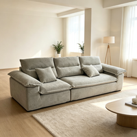 Canapé modulaire moderne en tissu gris 3 places, avec dossier inclinable rembourré large, coussins d'assise épais et grands accoudoirs