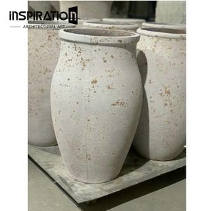 Jardinière en béton <span class=keywords><strong>de</strong></span> <span class=keywords><strong>couleur</strong></span> personnalisée avec feuilles sculptées à la main, grand <span class=keywords><strong>pot</strong></span> <span class=keywords><strong>de</strong></span> fleurs en plein air GRC - Product Image 3