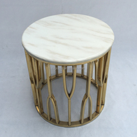 Table basse élégante de style nordique, ronde, pour salon, hôtel, villa, en marbre, petite table d'appoint pour canapé avec base en acier inoxydable