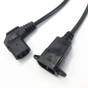 IEC320 C14 To C13 Extension Cord C14 With Screw Holes And C13 Angled 30cm / 60cm Length H05VV-F 3G 0.75MM