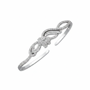 Brazaletes de Moda con Diamantes de Corte Brillante Vintage para Mujer, 0.70TCW, Oro Blanco, 7 Pulgadas, para Bodas, Compromisos, Fiestas, Niños - Product Image 2
