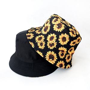 Wholesale Breathable Sun Protection Reversible Custom Printed Sunflower Fisherman <b>Bucket</b> <b>Hat</b> - Product Image 1