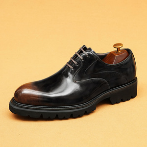 Chaussures Oxford pour hommes en cuir poli, style britannique, à semelle épaisse, rehaussantes, pour affaires et occasions formelles - Product Image 6