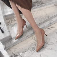 Mules à talon haut pour femme en cuir verni, à bout pointu, à enfiler, tendance mode estivale