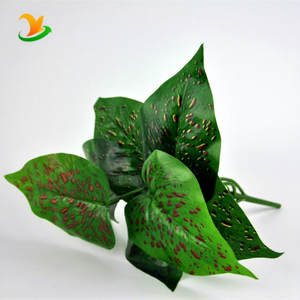 ต้นไม้<span class=keywords><strong>บอน</strong></span>ไซจำลองสีเขียวดอกไม้ผ้าไหมขนาดเล็กตกแต่งผนังเต่าหลังใบหยดน้ำใบกวน - Product Image 2