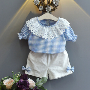Bear Leader 2022, nuevos conjuntos de 2 uds para niñas, ropa informal para niñas, Tops a cuadros y pantalones cortos con lazo, trajes de verano para niñas, conjuntos de ropa para niñas - Product Image 4