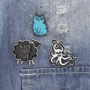 Pin de esmalte suave de aleación de Zinc personalizado, forma de animal, pulpo, gato, oveja, para promoción