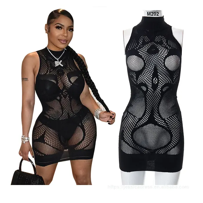 M202-cheap casual women dress see through dress mesh black mini club dress for woman