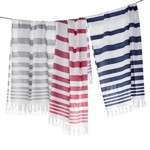 Toalla de Playa de Algodón Turco a Rayas con Borlas de Secado Rápido, Toalla Rectangular de Verano para Adultos - Product Image 1