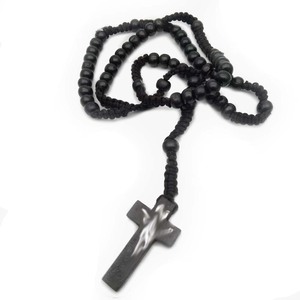 Collier chapelet en bois avec pendentif croix, bijoux de mode unisexe, origine Yiwu RN-073 - Product Image 2