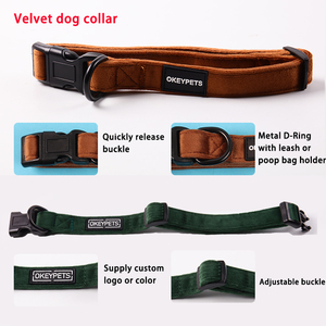 Collar de perro suave ajustable de fabricante, hebilla de liberación rápida, Collar de terciopelo de diseño de lujo de alta calidad para mascotas para perros pequeños - Product Image 2