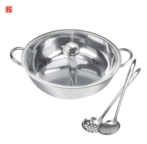 Venta caliente <span class=keywords><strong>de</strong></span> utensilios <span class=keywords><strong>de</strong></span> cocina <span class=keywords><strong>de</strong></span> <span class=keywords><strong>acero</strong></span> <span class=keywords><strong>inoxidable</strong></span> olla caliente con divisor dos sabor olla caliente con 2 Pcs cuchara ranurada y cuchara <span class=keywords><strong>de</strong></span> sopa conjunto - Product Image 1
