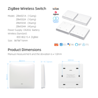 Télécommande sans fil ZigBee, commutateur de scène intelligent, panneau mural, émetteur 1/2/3/4 voies, alimenté par batterie, compatible avec Smart Life/Tuya