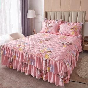 Non Slip Mattress Wrap Brushed Quilted <b>Bed</b> Skirt Single Piece <b>Bed</b> <b>Cover</b> 3 Pieces <b>Bed</b> Skirt Set For Wholesale - Product Image 5