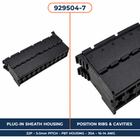 Connecteur automobile domestique Lanshuo 929504-7, 22 broches, calibre 16-14, pas de 5,0 mm, boîtier PBT, contact en laiton 12V, 30A