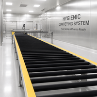 Convoyeur à rouleaux en acier inoxydable à vitesse réglable pour la manutention de composants en usine de fabrication de machines, facile à nettoyer