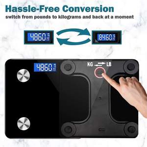 180kg डिजिटल बाथरूम वजन पैमाने स्मार्टफोन App काले 28x28 CM यूएसबी रिचार्जेबल - Product Image 5