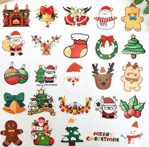 Personalizada Venta Caliente Decoraciones Navideñas Impermeable Personalización PVC Vinilo Pegatinas <span class=keywords><strong>Navidad</strong></span> Dibujos Animados Pegatinas - Product Image 1