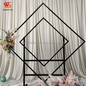 LEDA Modern Detachable Rhombic Metal Backdrop Black Iron <b>Frame</b> for <b>Wedding</b> & Birthday Parties-New Arrival - Product Image 2