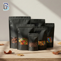 Sachet Doypack Lebei avec fenêtre en papier kraft et fermeture zip en plastique PET pour l'emballage de noix, de noix de cajou et de snacks, impression héliogravure