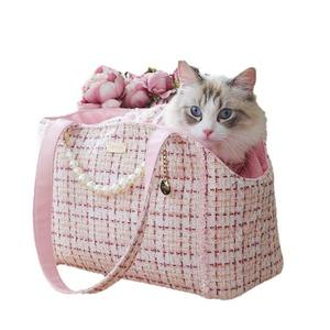 Lüks çiçek desenli tek omuzlu taşıma köpek sırt çantası küçük boy evcil hayvan taşıyıcı fermuar moda seyahat yürüyüş köpek sırt çantası - Product Image 6