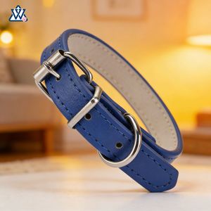 Colliers pour animaux de compagnie en cuir Wangwuwu, réglables pour chats et chiens, blanc, noir, rose, bleu, rouge, toutes saisons, style simple - Product Image 4
