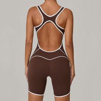 Vente en gros Nouvelle collection été Combinaison de yoga et de fitness moulante, dos nu, contrastante, effet push-up