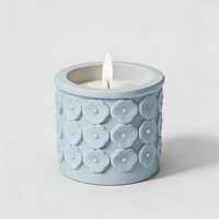 Offre Spéciale – Ensemble d'accessoires de salle de bain modernes 6 pièces en résine bleu clair, étanche et écologique, avec décor floral gaufré et accent perlé pour savon