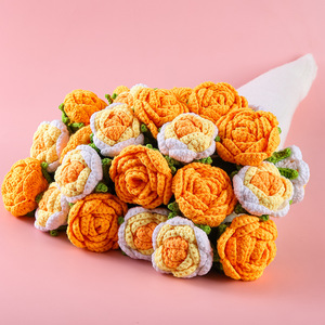 Rose Crochet Bouquet Couverture Romantique À La Main pour La Fête Des Mères Anniversaire Décor À La Maison Jeter Couvertures Fleurs Rose Bouquet Couvertures - Product Image 3