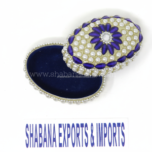 Caja para Pastillas de Aluminio con Cuentas Azules y Blancas y Caja de Joyería de Terciopelo para Accesorios de Almacenamiento en Bodas y Dormitorios - Product Image 1