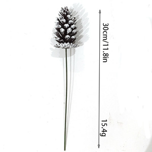 Ramo de Piñas de Pino Artificiales Hua Zi de 30cm-100cm con Efecto Nieve, Decoración para el Hogar de Plástico - Product Image 4