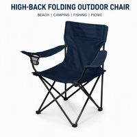 Chaise de camping pliable portable en gros avec accoudoirs et porte-gobelet, siège en tissu Oxford pour la plage, la pêche, les pique-niques et les voyages en extérieur