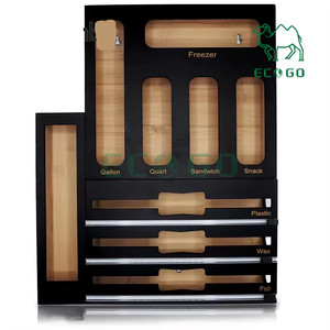 Organizador de bolsas Ziplock de color negro y dispensador de envoltura de plástico con cortador - Product Image 2