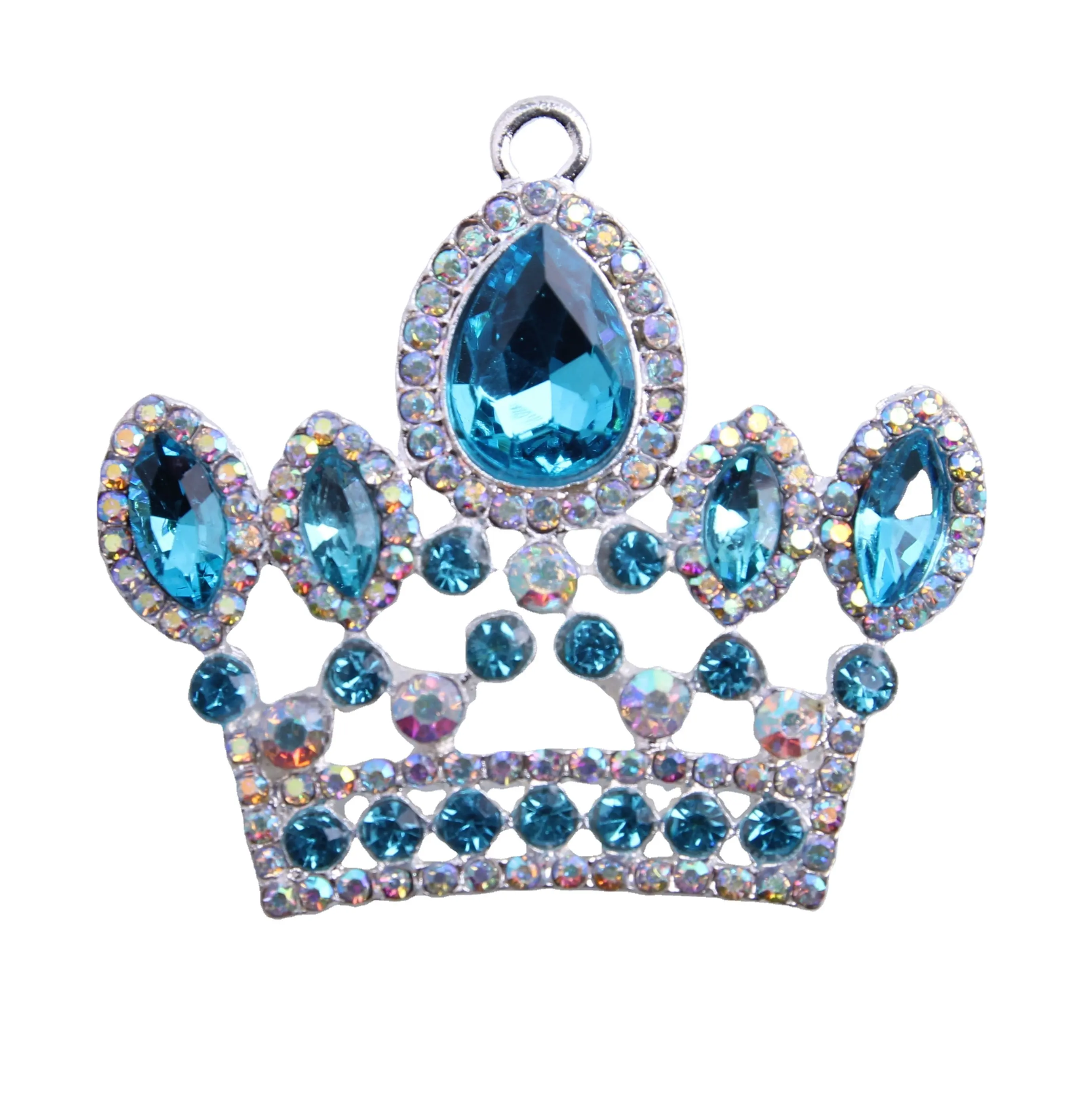 Fashion Jewelry 47x50mm Alloy Crown Crytal Rhinestone Pendants Charms for Chunky Necklace Keychain Making