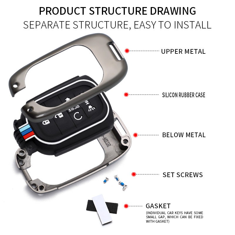 OEM Zinc Alloy   Silicone Car Key Fob Cover Case for Honda CR-V Civic Accord - Product Information H