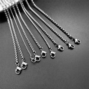 Silver High Polish Pearl <b>Chain</b> Necklace Men's Role square Box Pendants <b>Titanium</b> Steel Link <b>Chain</b> Contemporary Necklace Design - Product Image 2