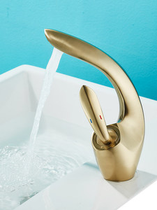 Grifo de Baño Monomando de Lujo Ligero para Lavabo, Agua Fría/Caliente, Diseño Platino de Cobre, para Encimera - Product Image 1