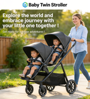 Poussette double pour bébé, design 3 en 1, utilisable comme siège, nacelle et siège auto