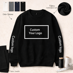 Sweat-shirt à col rond pour homme, mélange coton et polyester, pull-over, logo brodé, fabricants de vêtements personnalisés, vente en gros, uniforme - Product Image 2