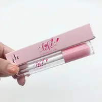 Tabung Lip Gloss Bulat Transparan Kualitas Tinggi 5Ml Label Kustom dengan Aplikator Hitam Ungu Merah Muda Rose White Top Lip Gloss Tube P