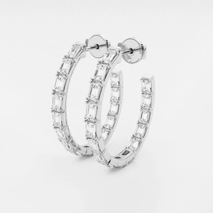 Elegantes Pendientes de Aro con Diamantes Cultivados en Laboratorio de 1 1/2 Quilates, Corte Princesa, con un Brillo Radiante, Joyería de Lujo Ética para Mujer - Product Image 4