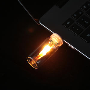 Cross-border USB Simulated Table Lamp Flame Ambient <b>Light</b> Glass <b>Bottle</b> Electronic Candle Night <b>Light</b> Bedroom Modern Design - Product Image 2