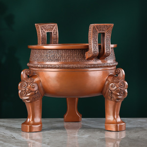 Caldero de cobre Chu Ding de bronce, artículo decorativo redondo para sala de estar, hogar u oficina - Product Image 2