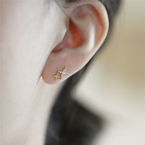 Minimal Star Stud Earrings Sparkling Four Point Design Women Fashion Jewelry Chic Daily Wear Gift - Product Image 6