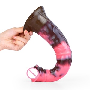 NNSX Mixed Color Horse <b>Dildo</b> with Suction Cup Big Animal Penis Liquid Silicone G Spot Masturbation Artificial Penis - Product Image 5