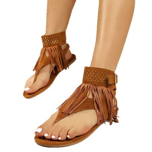 Sandalias de verano 2026 para mujer con borlas y remaches, estilo romano versátil con cremallera lateral y botines. - Product Image 5