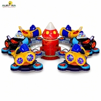 Manège d'attraction personnalisable en forme d'avion miniature, équipement rotatif à six places, alimentation électrique, lumières LED colorées pour thème enfantin