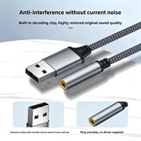 Adaptateur USB vers prise audio 3,5 mm, carte son externe USB avec puce DAC, convertisseur auxiliaire tressé en nylon pour PC, ordinateur portable, casque
